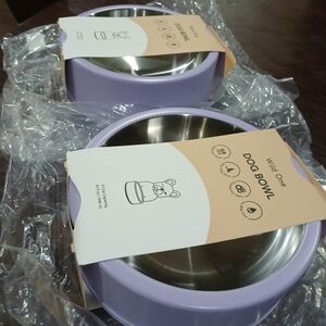 NIB Set of 2 Wild One Dog Bowls in Lilac